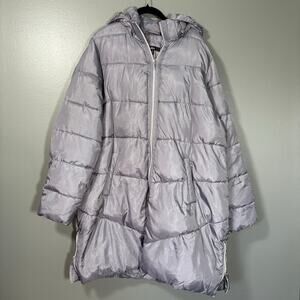 Ellos Silver Quilted Puffer Jacket Winter Coat - Size 18/20 - Women's Plus Size